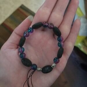 Jelly's Jewelry and Boutique Handcrafted Unfinished Black/Purple Beaded Bracelet